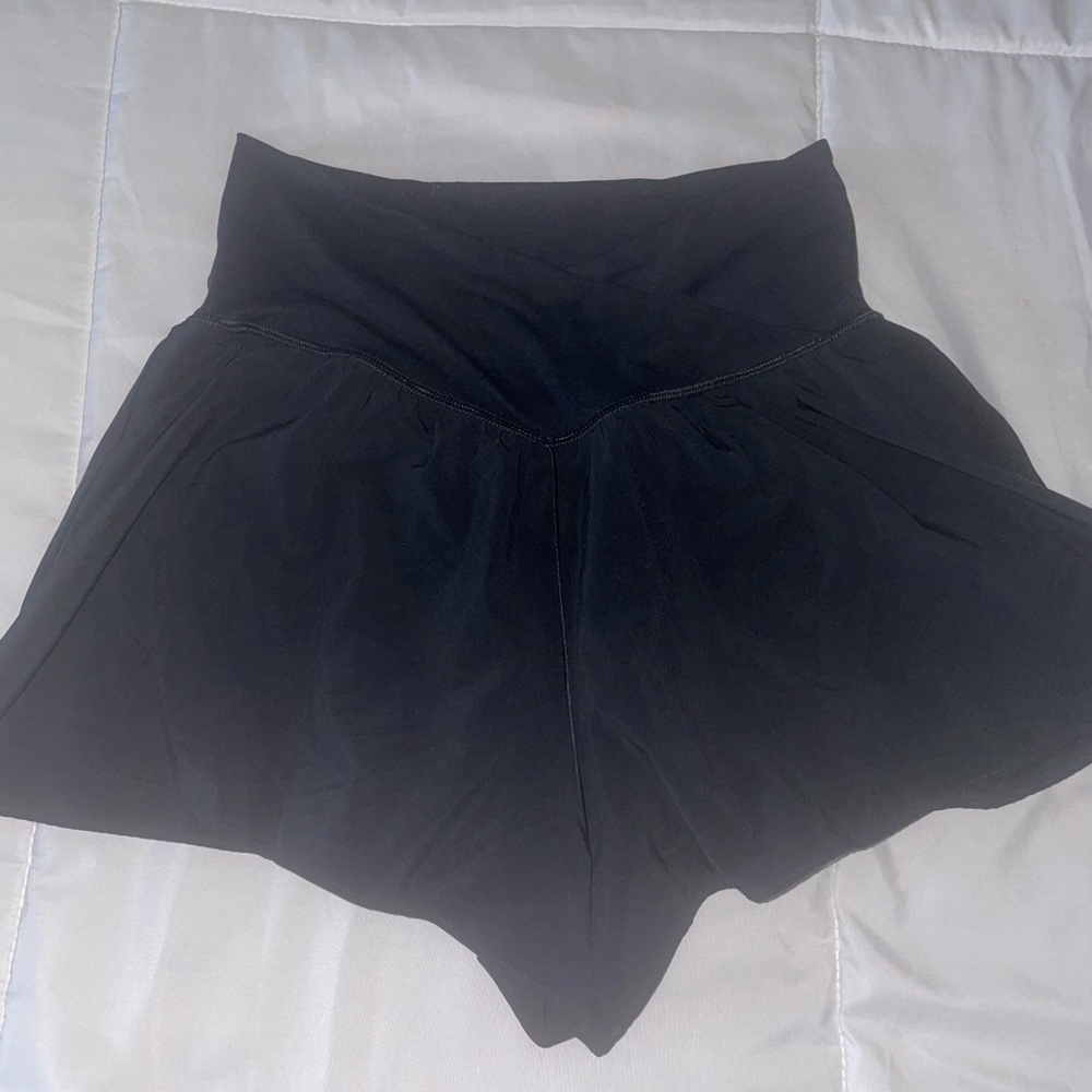 Aerie Black Cross-Waisted Flowy Shorts